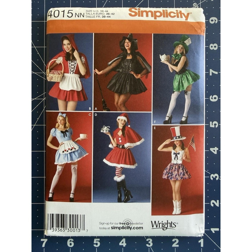 Simplicity 4015 Costume Cosplay Sexy Halloween Red Riding Hood Alice Witch 10-16